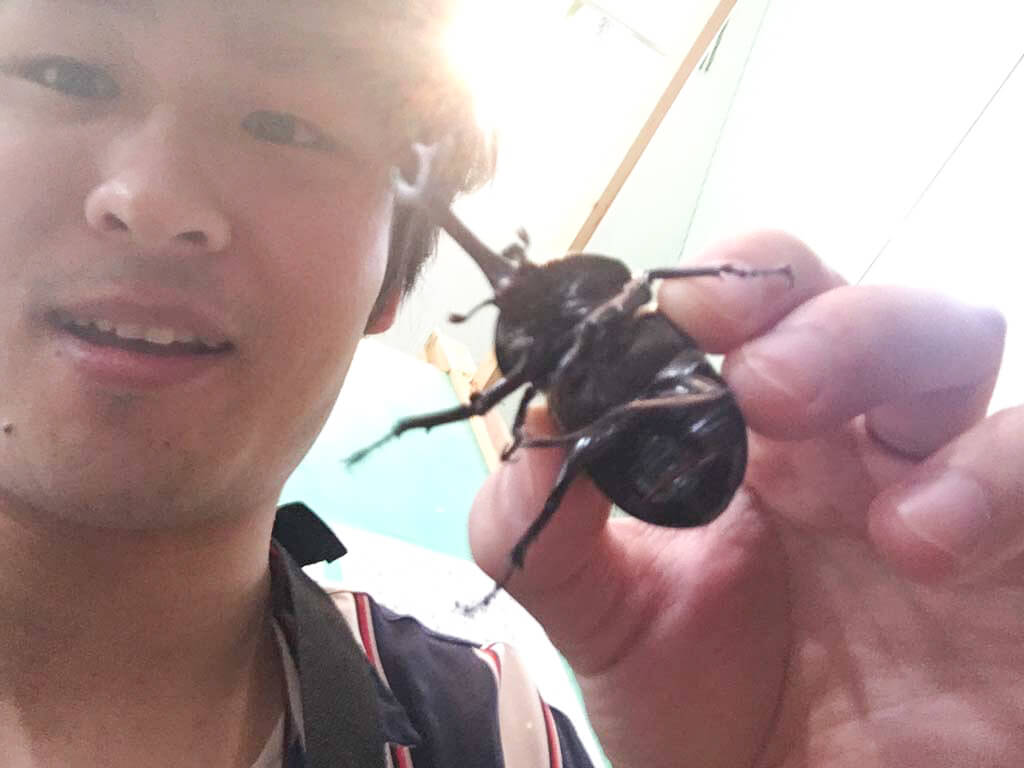 カブトムシと2ショット