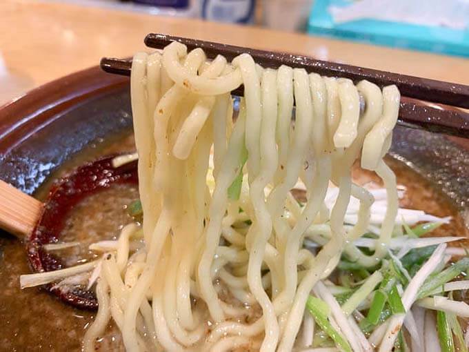 ちぢれた中太麺