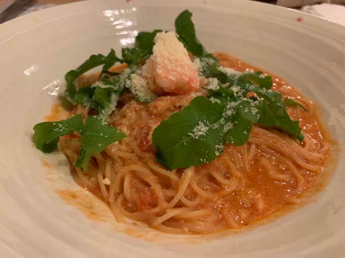カニのトマトクリームパスタ