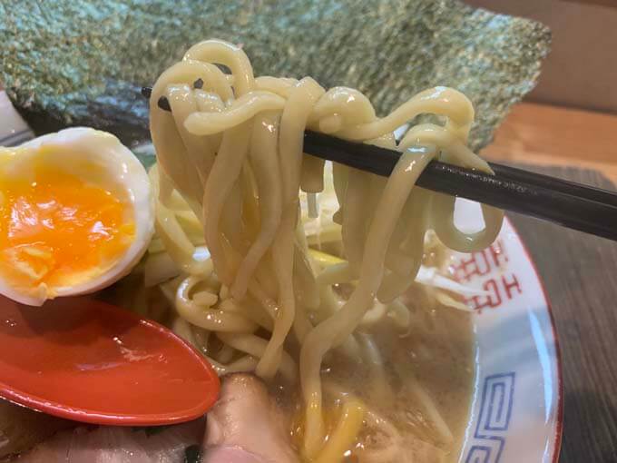 食べ応え抜群の中太麺