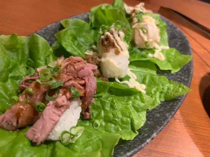 包み肉寿司3種盛り